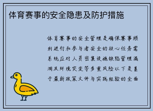 体育赛事的安全隐患及防护措施